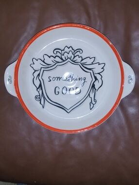 Molly Hatch Anthropologie "Something Good" Open Casserole / Pie Baking Dish 10"